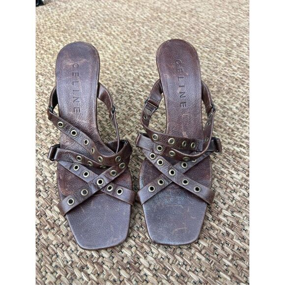 CELINE 2001 brown leather heels - Picture 2 of 9